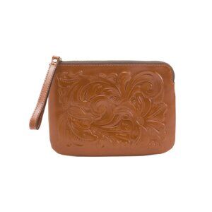 PATRICIA NASH Florence Tan Leather Cassini Wristlet